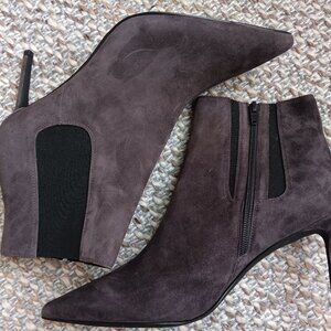 Women's Jeffrey Campbell Steel Grey Suede Point Toe Heel Boots